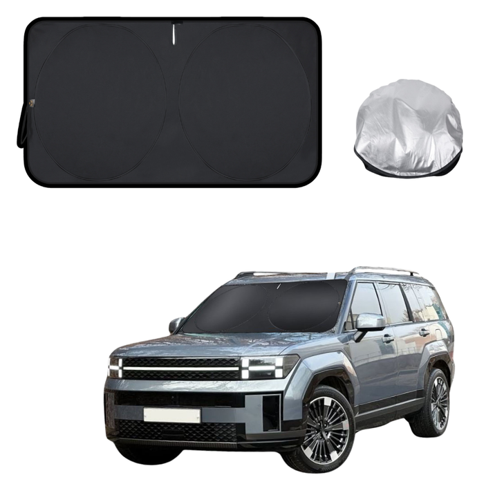 Front Windscreen Sun Shade for Hyundai Santa Fe Hybrid 2024 - Current (6 Seater) - XL 160 x 100 cm - Black