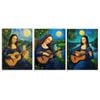 3pcs Mona Lisa plays guitar Print 100% Australian Made 3 x 40x60cm (Metal Print)