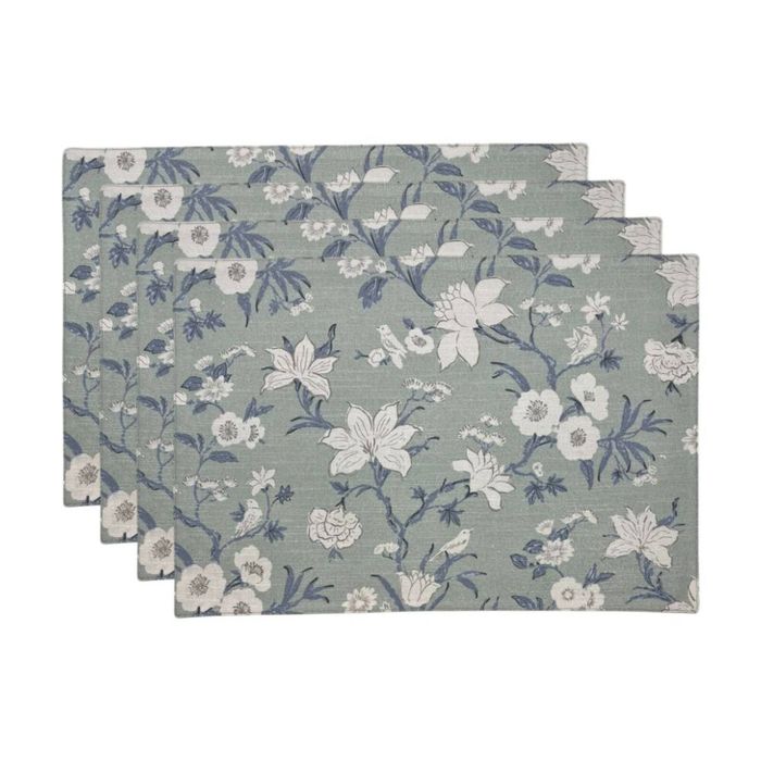 4pc J.Elliot Home Nordhem Table Placemats Set 33x48x0.2cm Blue/Grey Floral