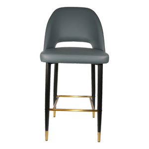 Durafurn 750mm High Anthracite Vinyl Semifreddo Stool with Black Metal Legs