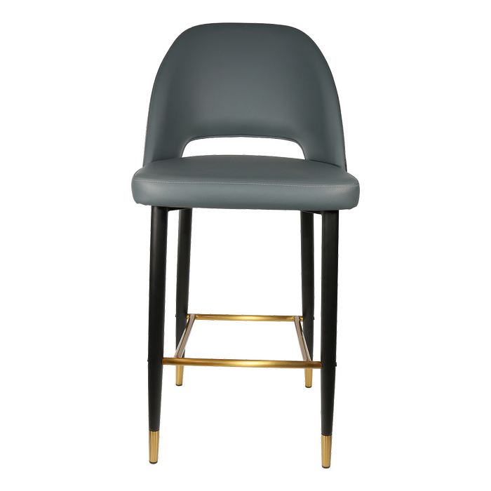 Durafurn 750mm High Anthracite Vinyl Semifreddo Stool with Black Metal Legs