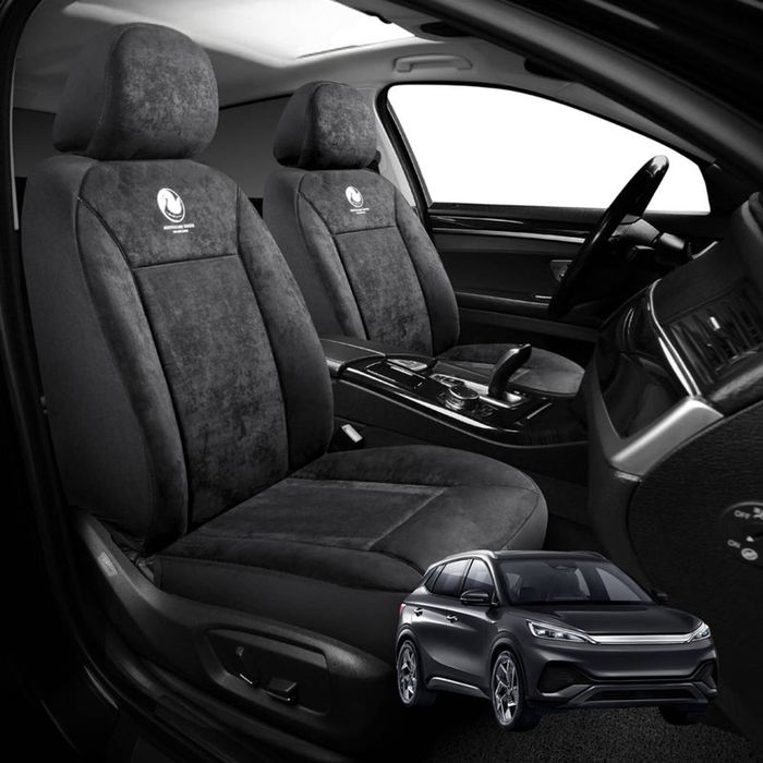 Australian Goose Edition Front Seat Covers for BYD Atto 3 2022 - Current - Suede, Universal Fit - Black