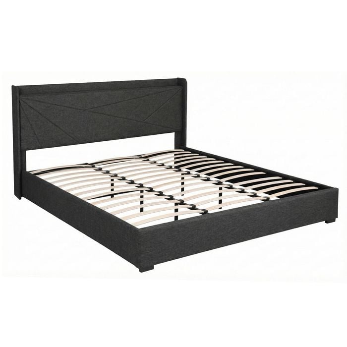 Artiss King Bed Frame Gas Lift with Charging Ports Charcoal Grey
