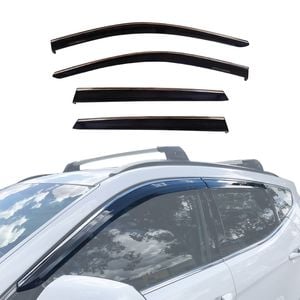 AUSGO Stainless Trim Weather Shields for Hyundai Santa Fe DM Series 2012-2018 Weathershields Window Visors Wind Deflectors