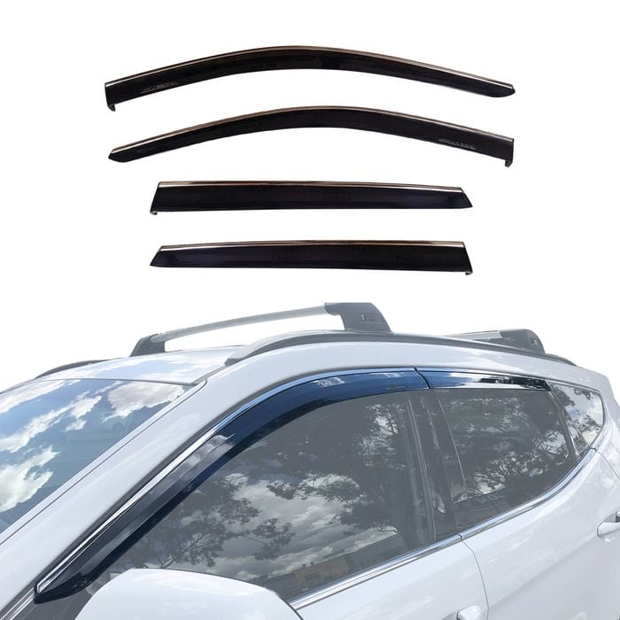 AUSGO Stainless Trim Weather Shields for Hyundai Santa Fe DM Series 2012-2018 Weathershields Window Visors Wind Deflectors