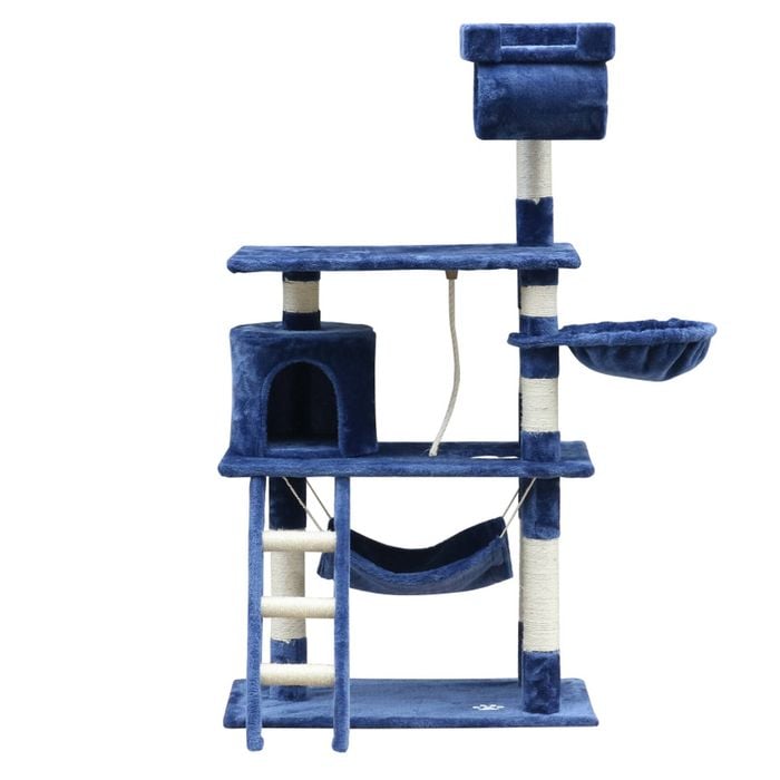 Yes4pets 140 Cm Cat Kitten Scratching Post Tree W Ladder & Hammock-blue