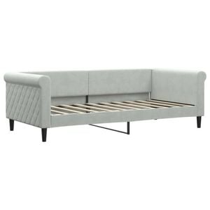 vidaXL Day Bed Single Size 2-in-1 Single Sleeper Sofa Couch Light Grey Velvet