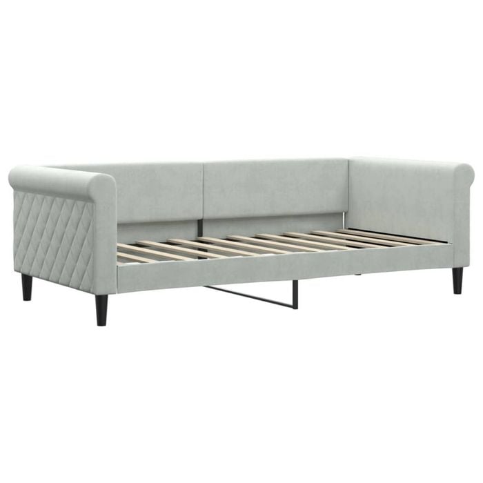 vidaXL Day Bed Single Size 2-in-1 Single Sleeper Sofa Couch Light Grey Velvet