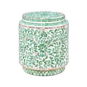 Belle Cylinder Turquoise Shell Inlay Table/Stool