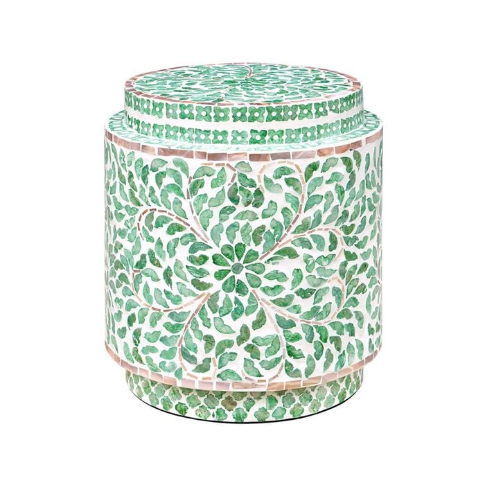 Belle Cylinder Turquoise Shell Inlay Table/Stool