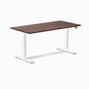 Desky Dual Softwood Sit Stand Desk White Frame 150cm - American Rustic Pine