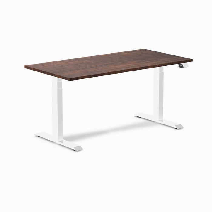 Desky Dual Softwood Sit Stand Desk White Frame 150cm