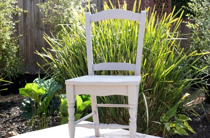 Freshly painted white chair.