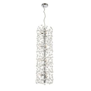 Telbix Lerida Modern Pendant Hanging Lamp Light Metal Crystal Chrome Clear Gloss