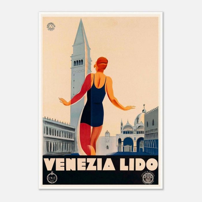 Galrie Venezia Lido Italy Vintage Travel Poster - Perfect Wall Art for Home or Office, Poster Only, 50 x 70cm (20 x 28inch)