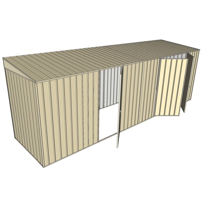 Build-a-Shed 1.5 x 6 x 2m Single and Double Hinged Side Door Skillion Shed - Cream
