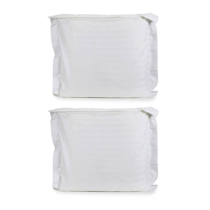 2PK Jason Commercial Satin Stripe Euro Pillow Case Tailored 65x65cm White