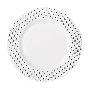 12x 6pc Partyware Heavy Duty Durable Dinner Plates Set 260mm Silver Dot