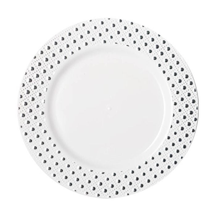 12x 6pc Partyware Heavy Duty Durable Dinner Plates Set 260mm Silver Dot