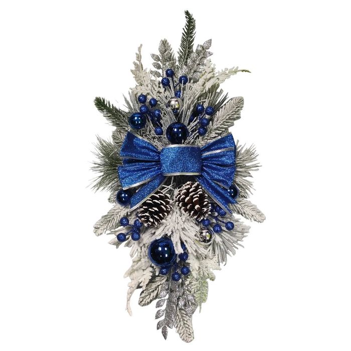 Christmas Wreath Rustic Double Pinecone Decor [Blue]
