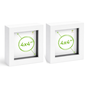 Nicola Spring Box Picture Glass Photo Frame, Standing & Hanging - For 4x4" (10x10cm) Photos  - Pack Of 2