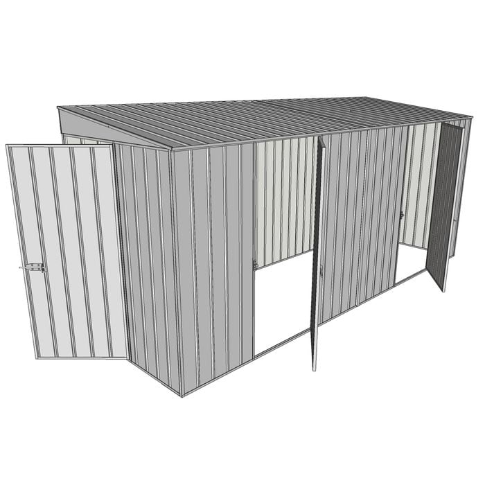 Build-a-Shed 1.5 x 4.5 x 2.0m  Tunnel Shed Tunnel Hinged Door +2 Hinged Side Doors - Zinc