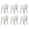 Familand Dining Chairs Set of 6 Padded Seat Kitchen Living Room Chair Sherpa in White