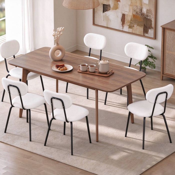 Advwin Dining Chairs Set of 6 Kitchen Chairs Velvet Beige