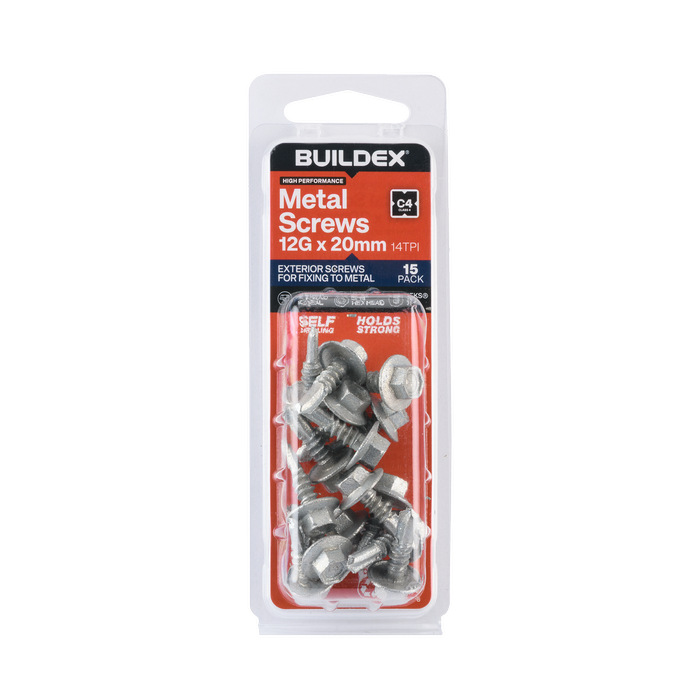 Buildex 12G x 20mm Class 4 Sheet Metal Screws - 15 Pack