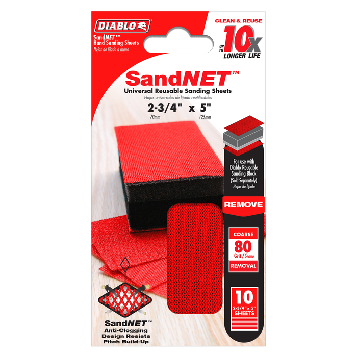 Diablo 80 Grit SandNet Reusable Sanding Sheet - 10 Pack