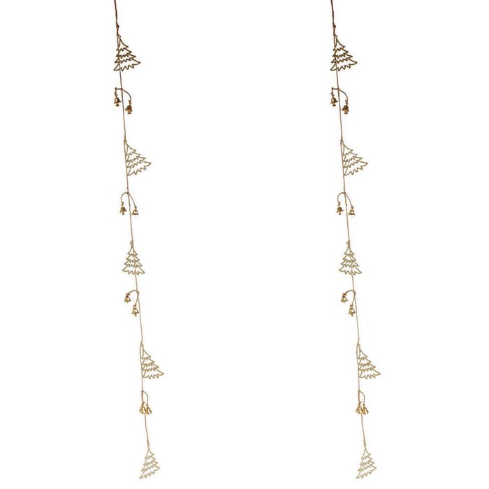 2PK Urban Metal Glitter Tree Garland Christmas Decorations 120cm Gold