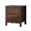 Oikiture 2pc Bedside Table 2 Drawers Storage Nightstand Handle-Free Walnut