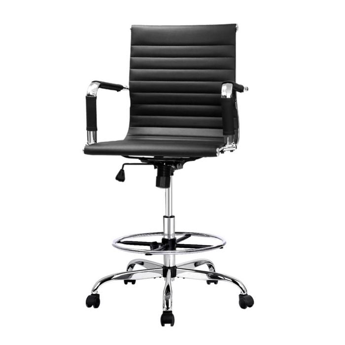 Artiss Black PU Leather Drafting Office Chair