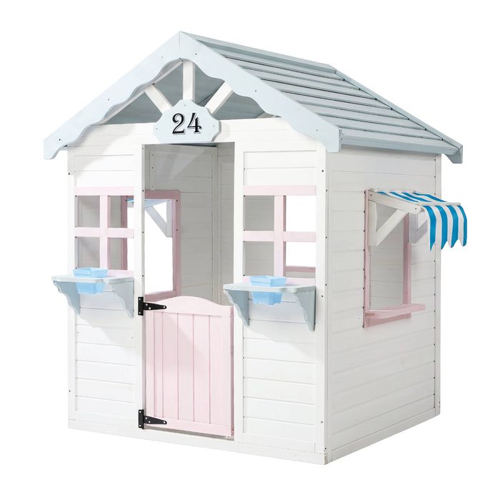 Mazam Kids Wooden Cubby House Outdoor Playhouse Cottage with Awning