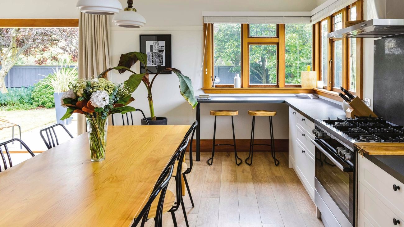 Timber and black kitchen design