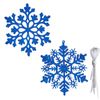 Catzon 30Pcs Christmas Glitter Snowflake for Xmas Trees-Blue