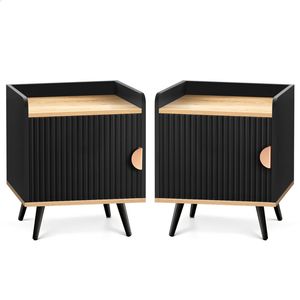 ALFORDSON Set of 2 Bedside Table Cabinet Black