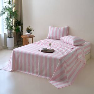 Pink Stripe 100% Cotton Bedding Sheet Set - Queen Size