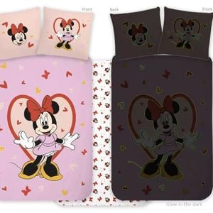 Disney Minnie Heart Glow In The Dark Cotton Quilt Cover Set Toddler Bed Size