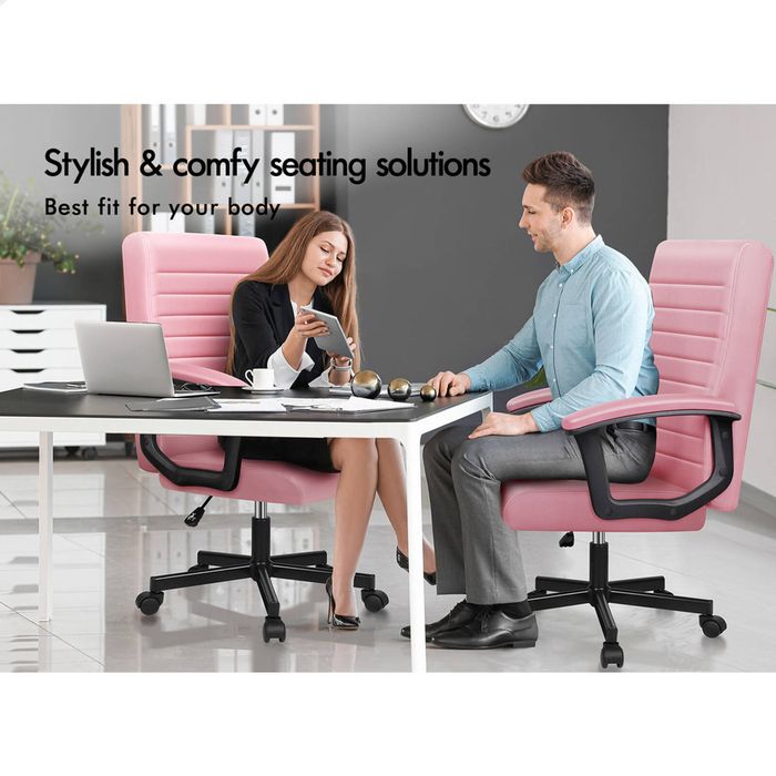 ALFORDSON Office Chair Executive Computer Seat Work Gaming Mid Back Pink