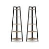 Set of 2 Rome Industrial Style 5 Tier Corner Shelf Oak