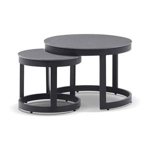 Hugo Outdoor Round Ceramic And Aluminium Coffee Table Set Charcoal