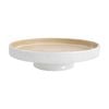 Lvd Round White Bamboo Pedestal Serving Tray Home Kitchen Decor 30x30x10cm