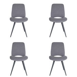 SK Designer Living | Pack of 4 | Sabby Upholstered Dining Chair | Black Legs - Grey Fabric