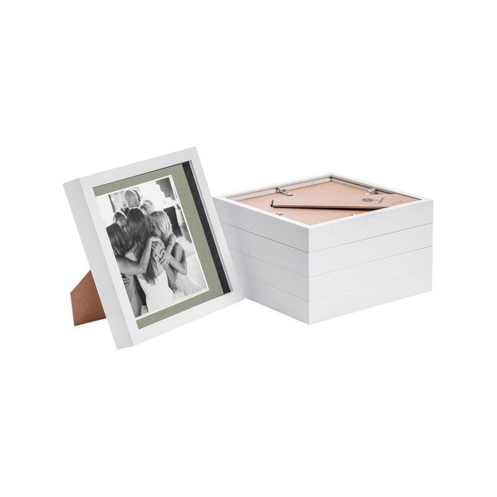Nicola Spring 5 Piece 8 x 8 3D Shadow Box Photo Frame Set - Craft Display Picture Frame with 6 x 6 Mount - White