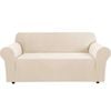 Smarcute 3 Seater High Stretch Jacquqard Textured Sofa Cover Natural