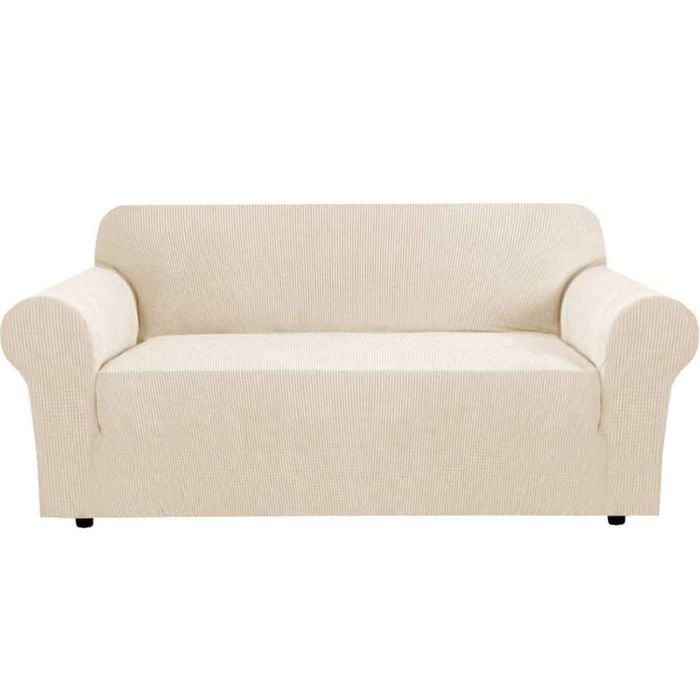 Smarcute 3 Seater High Stretch Jacquqard Textured Sofa Cover Natural