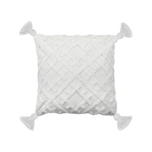 Yarra Textiles  Tufted Cushion Cover |Vintage window box pattern  | 60cm x 60cm ,White  , 100% cotton