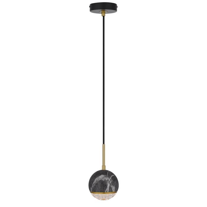 Telbix Oneta Modern Pendant Hanging Lamp Light Metal Acrylic Black Marble Antique Gold Clear