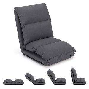 Costway 14Level Adjustable Floor Chair Sofa Backrest Foldable-Grey